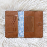 Light brown leather wallet for traveling