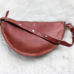 Large cognac leather pouch