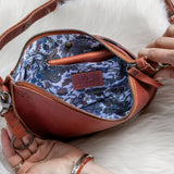 Small cognac leather bag, leather pouch