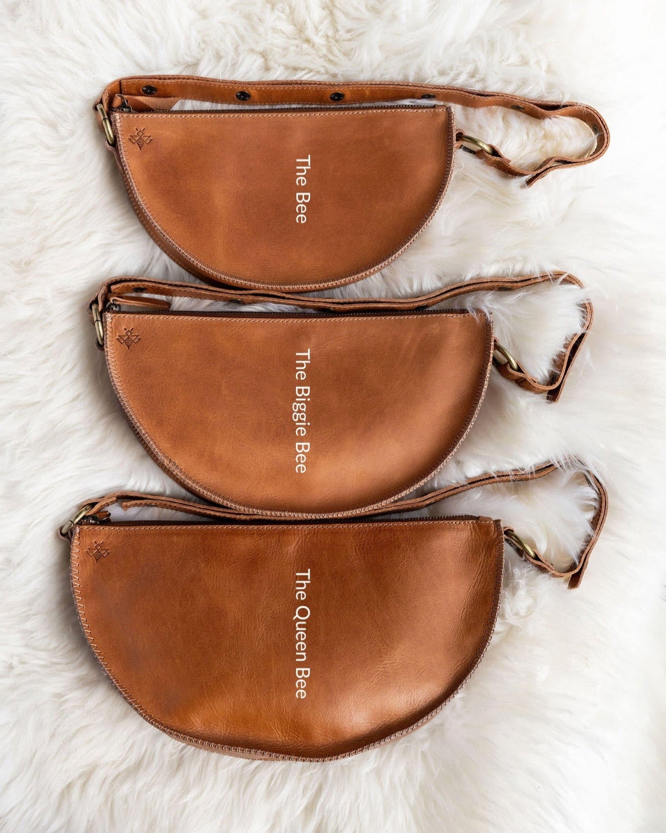 Small honey leather pouch, size comparison