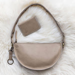 Small leather keychain, Light tan keychain