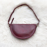 Small cherry red leather pouch, Crossbody bag