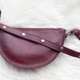Small cherry red leather pouch, Crossbody bag