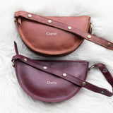 Large cherry red leather pouch color comparison