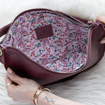 Small cherry red leather pouch, Crossbody bag