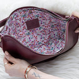Large cherry red leather pouch, Crossbody bag