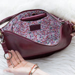 Small leather keychain, Cherry red keychain