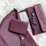 Cherry red leather wallet for traveling