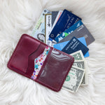 Small cherry red leather wallet