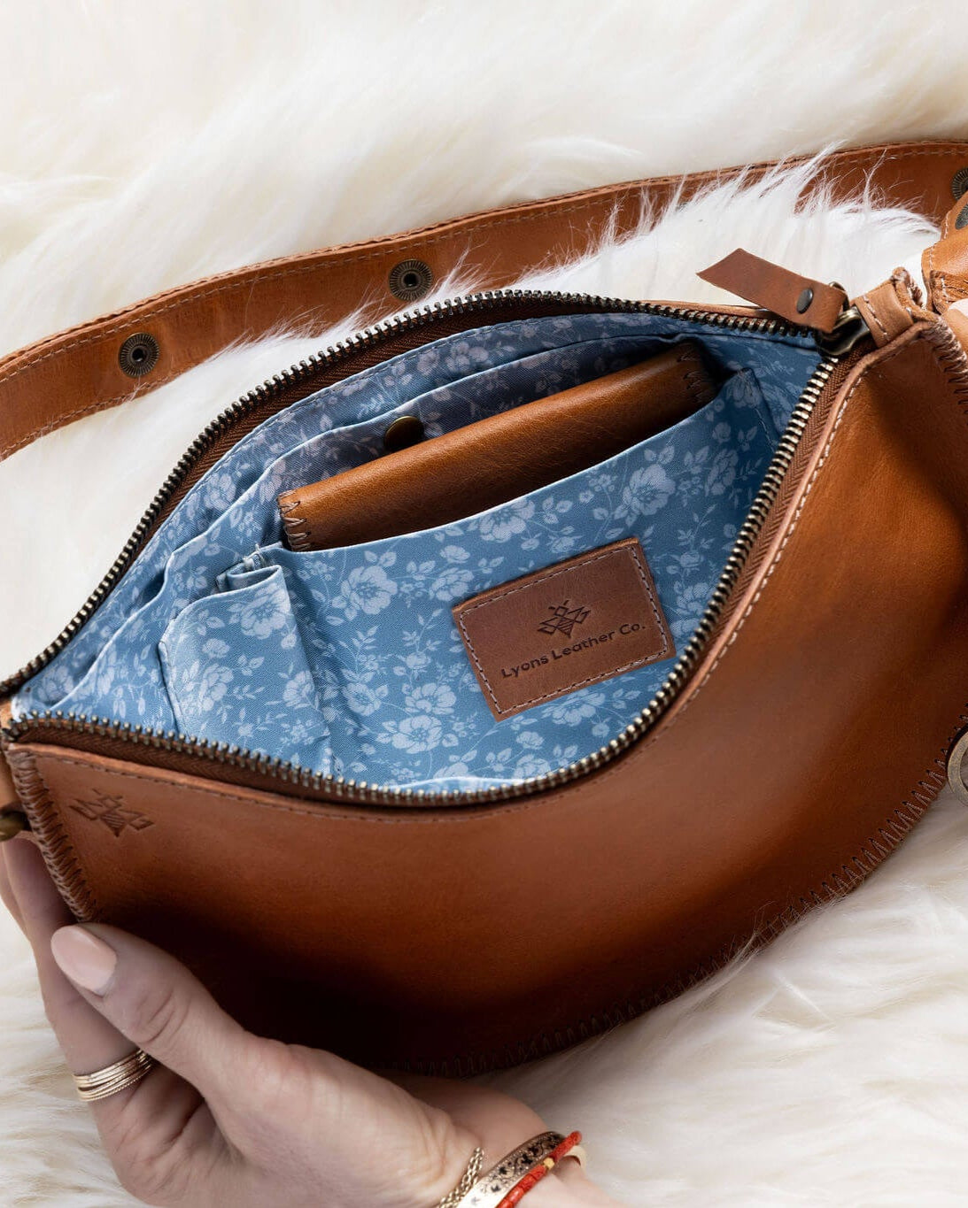 Small honey leather pouch