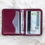 Small cherry red leather wallet