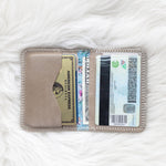 Small light tan leather wallet