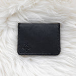 Small black leather wallet for women