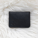Small black leather wallet for women