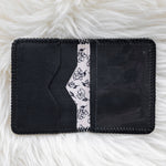 Small black leather wallet for women