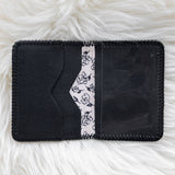 Small black leather wallet for women
