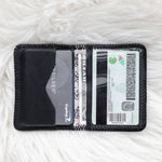 Small black leather wallet for women