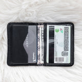Small black leather wallet for women