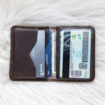 Small brown leather wallet for women