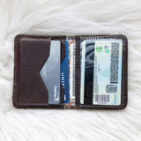 Small brown leather wallet for women
