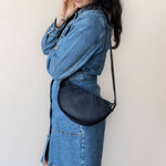 Small black leather pouch, shoulder bag