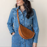 Medium honey leather crossbody bag