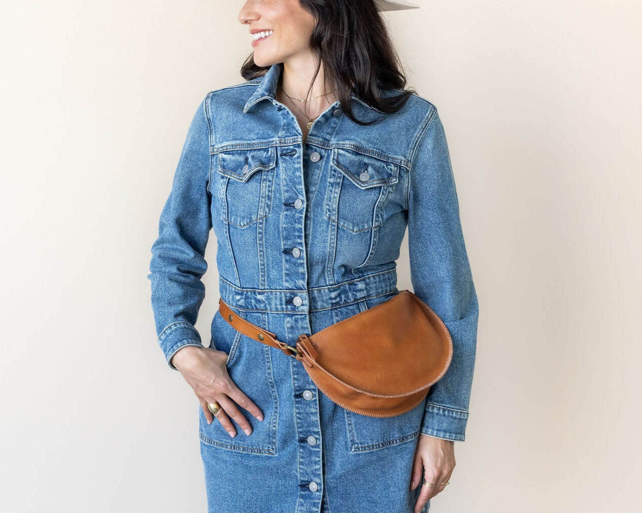 Medium honey leather belt bag