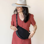 Large black leather bag, crossbody bag