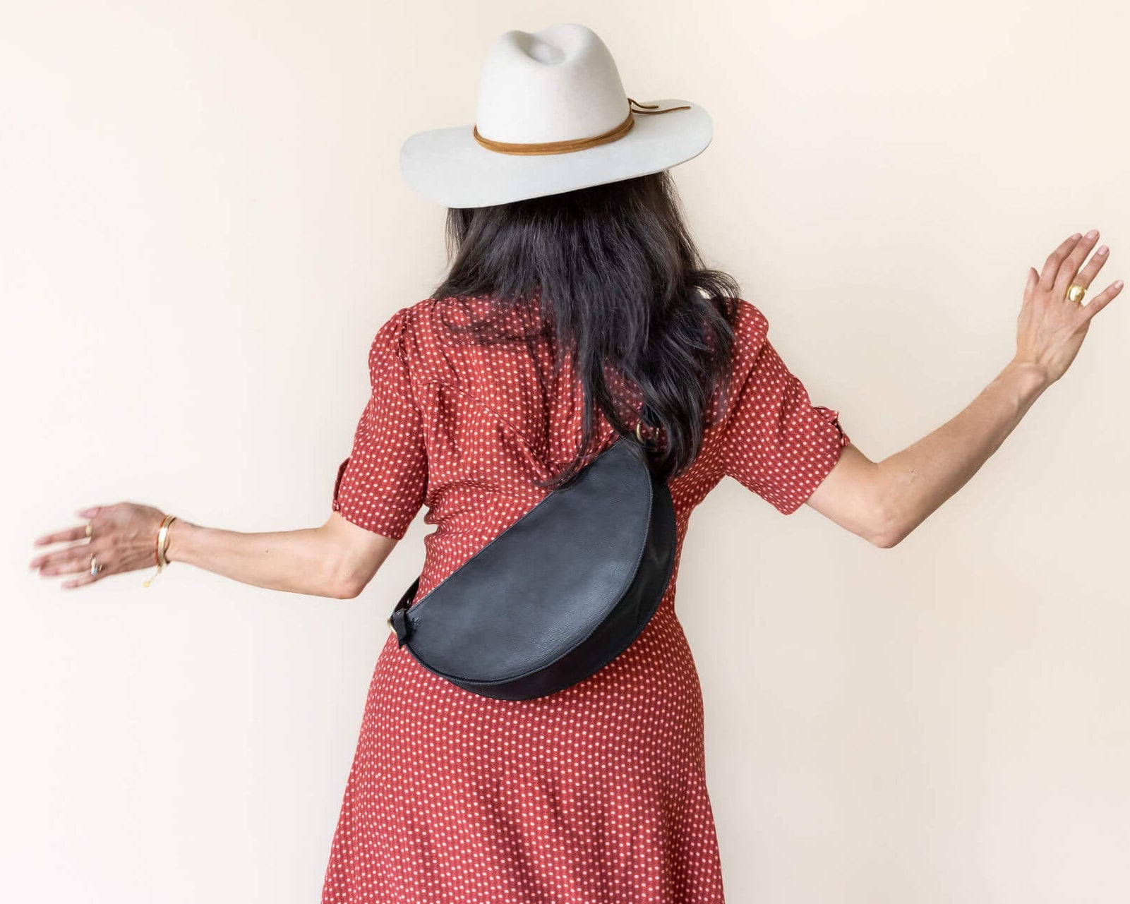Large black leather bag, crossbody bag