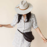 Large dark brown leather bag, fanny pack