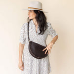 Large dark brown leather bag, crossbody bag