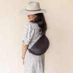 Large dark brown leather bag, crossbody bag