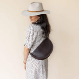 Large dark brown leather bag, crossbody bag