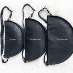 Large black leather bag, size comparison