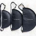 Small black leather pouch, size comparison