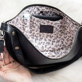 Large black leather bag