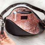 Medium dark brown leather bag