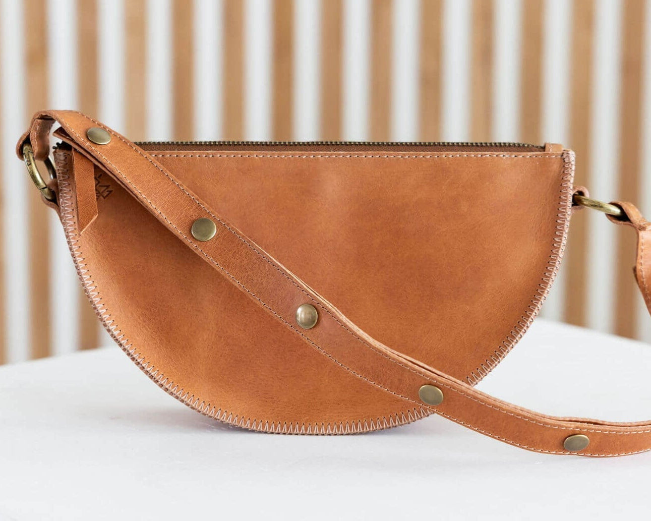 Small honey leather pouch