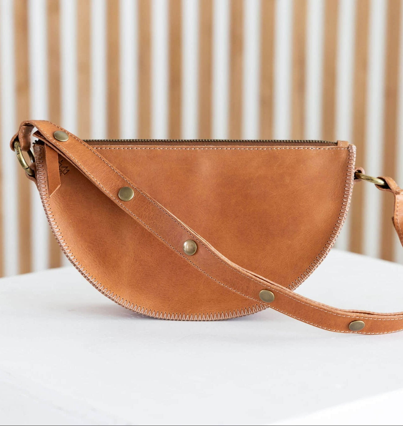 Small honey leather pouch