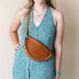 Small honey leather pouch, crossbody bag