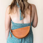Small honey leather pouch, crossbody bag
