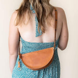 Small honey leather pouch, crossbody bag
