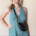 Small dark brown leather bag, crossbody bag