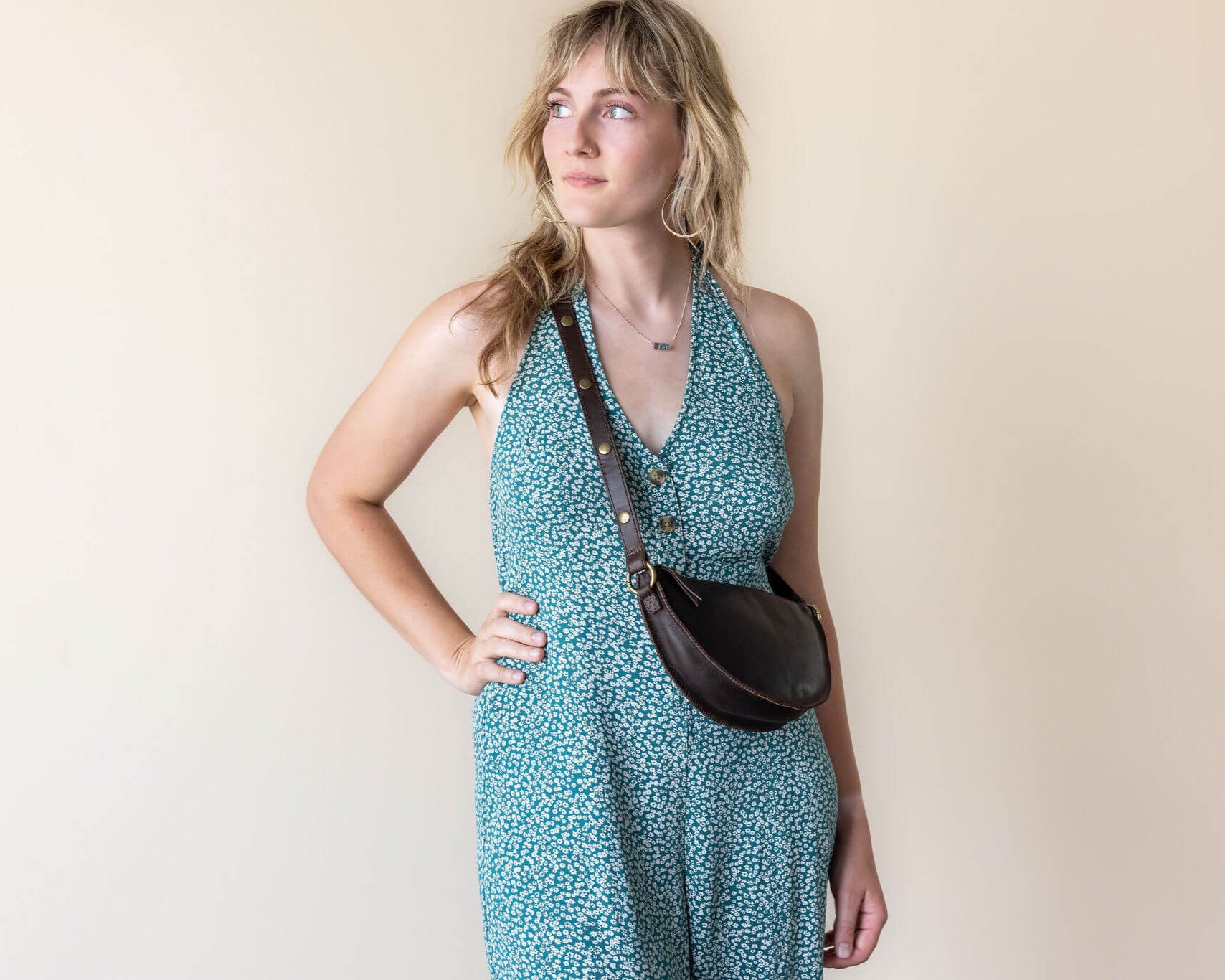 Small dark brown leather bag, crossbody bag