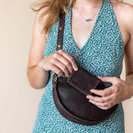 Small dark brown leather bag and wallet