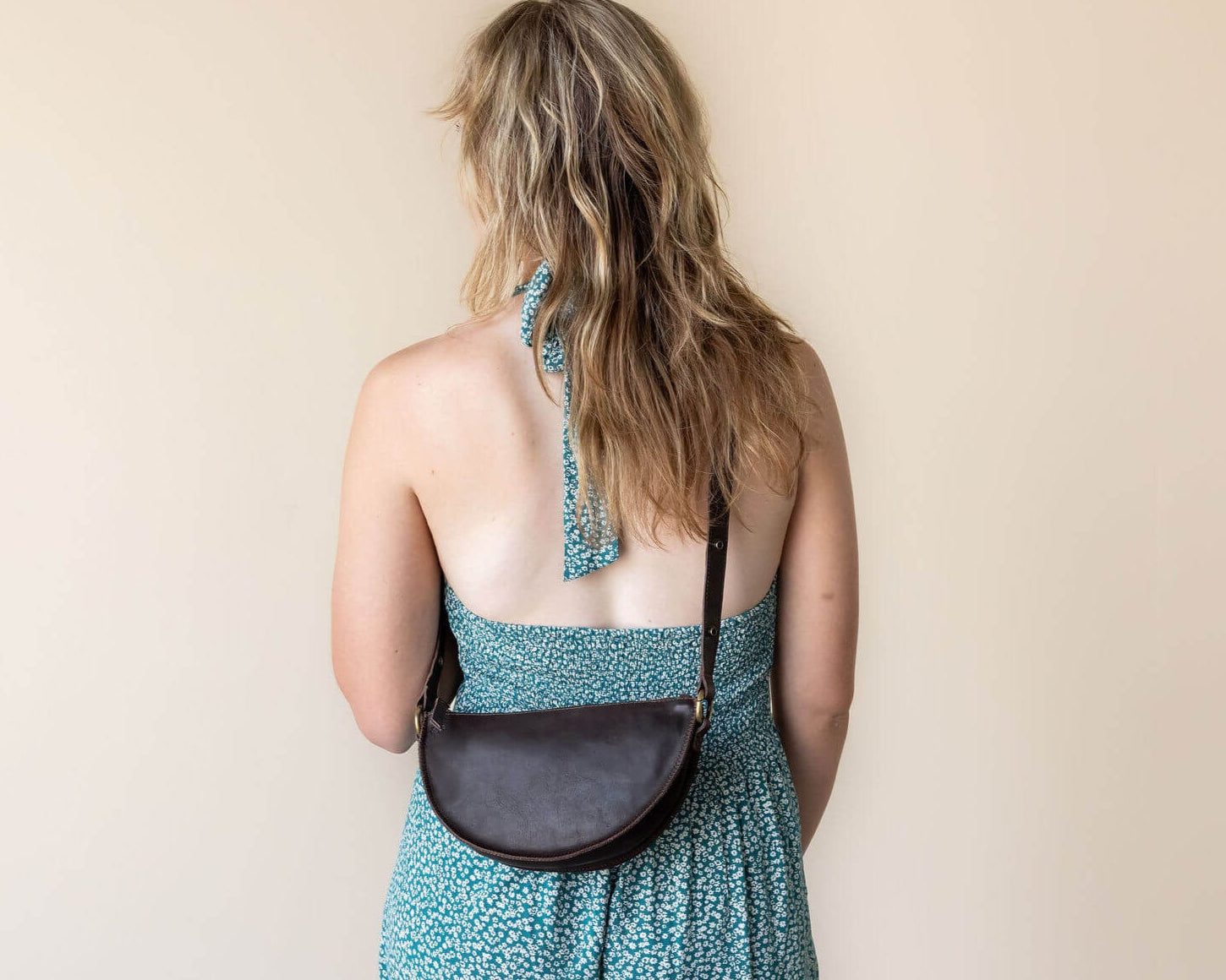 Small dark brown leather bag, leather pouch