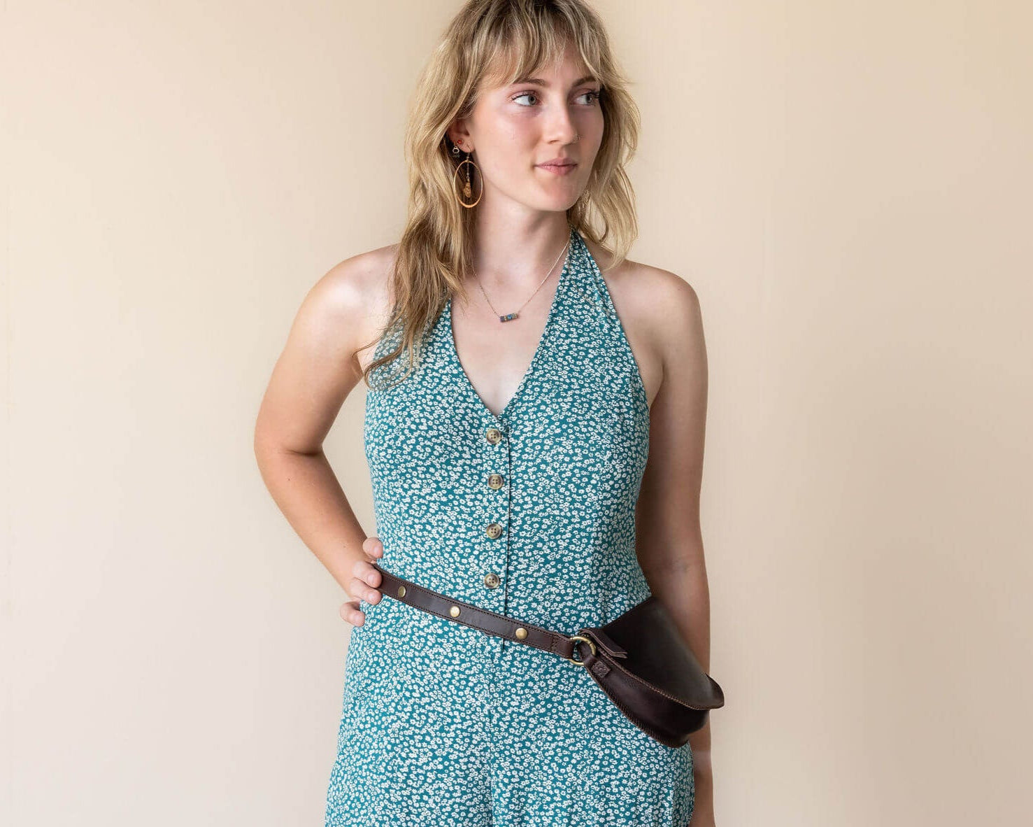 Small dark brown leather bag, belt bag