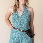 Small dark brown leather bag, belt bag