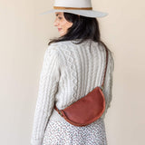 Small cognac leather bag, crossbody bag