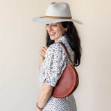 Small cognac leather bag, shoulder bag